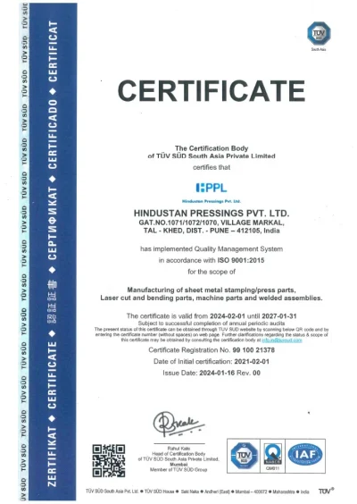 ISO 9001 2015 Certificate